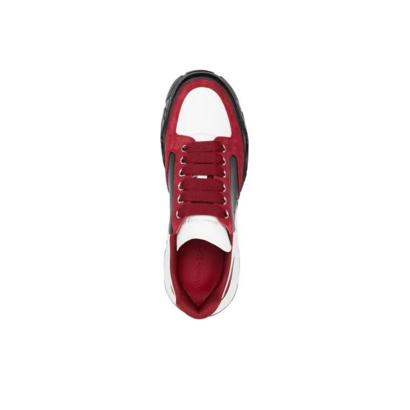 Alexander McQueen Color Block Low top Leather Sneakers 'Red Black Grey'-4