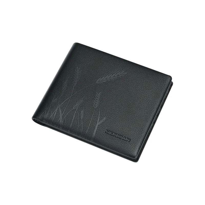 MEXICAN Nappa Texture Genuine Leather Wallet Men's Black-32