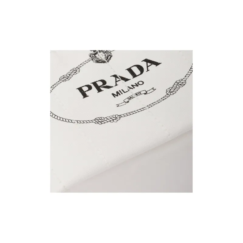 PRADA Fabric Tote Bag Shopping Bag Shoulder Bag Crossbody Bag Handbag Small Size Women's White-5