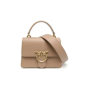 PINKO Calfskin Swift Bag Handbag Shoulder Bag Crossbody Bag Small Size Women's Light Brown