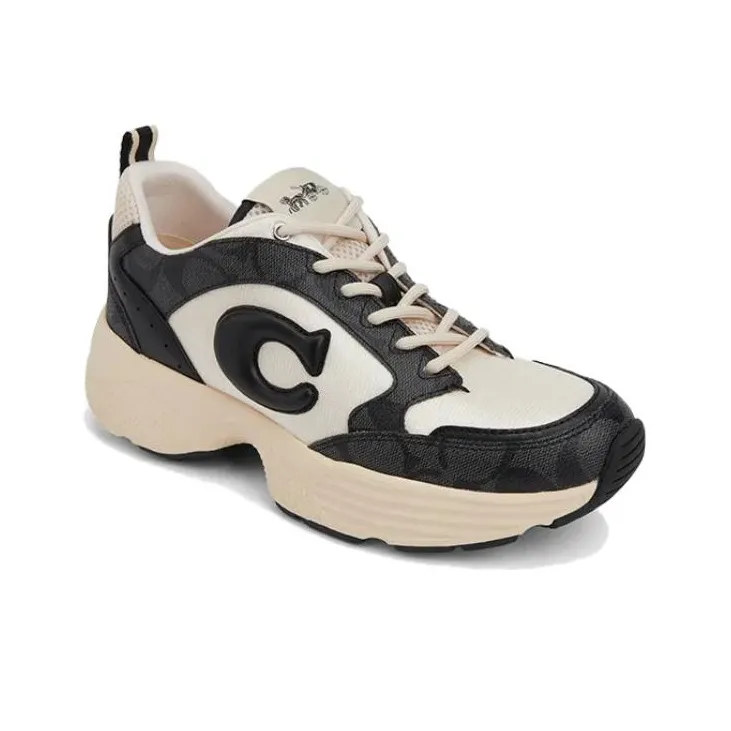 COACH Low Top Casual Shoes Women's Beige Black-1