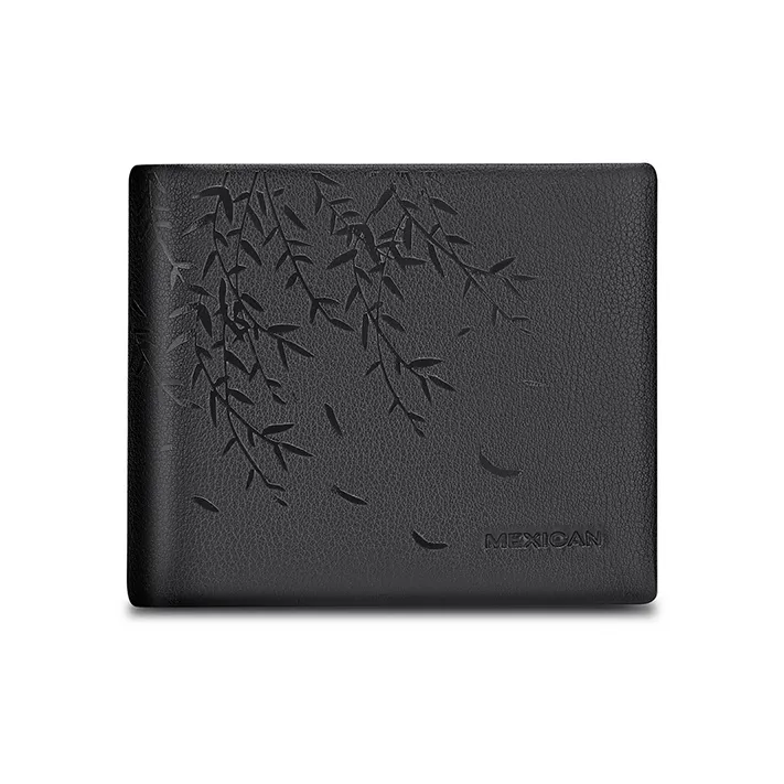 MEXICAN Nappa Texture Genuine Leather Wallet Men's Black-17