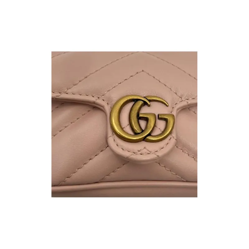 GUCCI GG Marmont Leather Handbags Card Holders Coin Purses Extra Mini Women's Pink-2