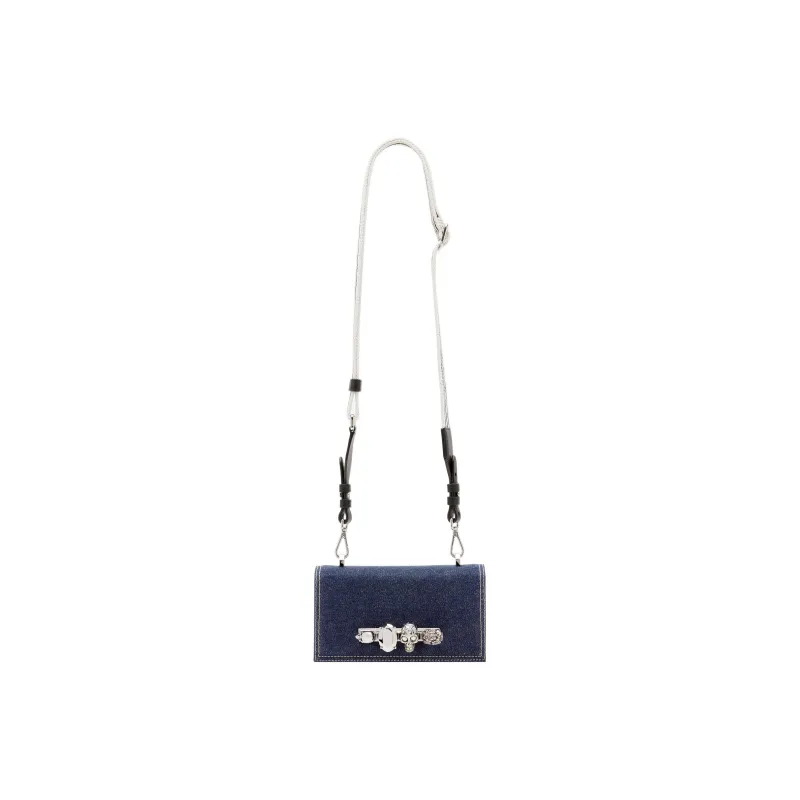 Alexander McQueen Cow Leather With Denim Shoulder Bag, Crossbody Bag Men's Denim/Black-3