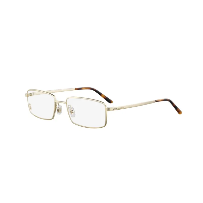 CARTIER Metal Irregular Shape Eyeglass Frames Men's Gold-0