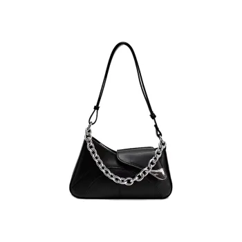 NOMK PU Women's Bag Small Square Bag Shoulder Bag Baguette Bag Shoulder Bag Women's Black