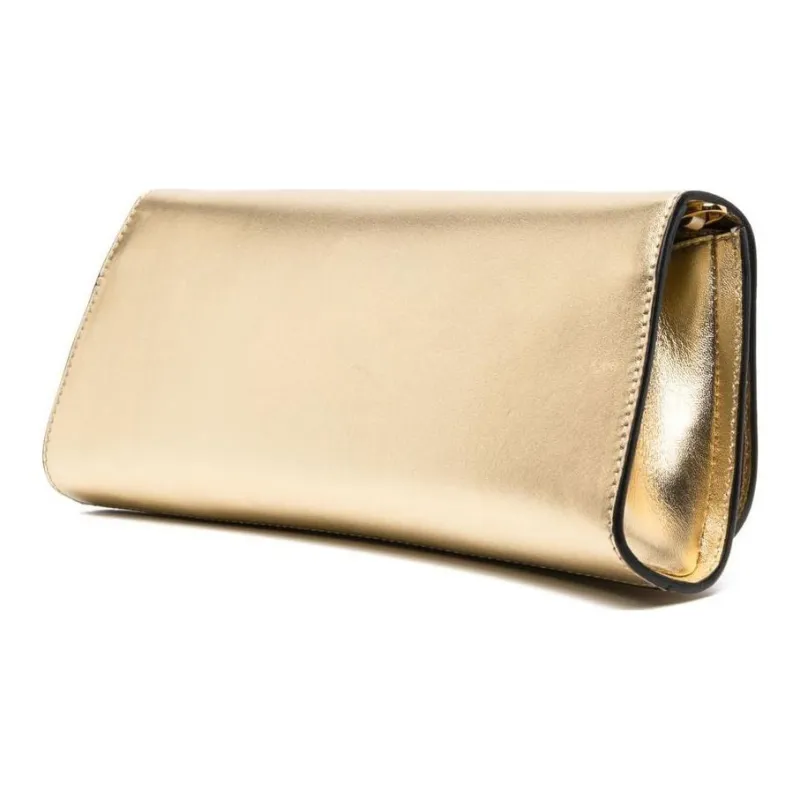 MOSCHINO Calfskin Baguette Bag Clutch Women's Gold-1