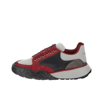 Alexander McQueen Color Block Low top Leather Sneakers 'Red Black Grey'