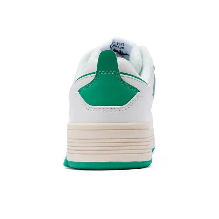 PONY Reverse Anti Slip And Wear Resistant Breathable Low Top Skateboard Shoes Unisex White Green-3