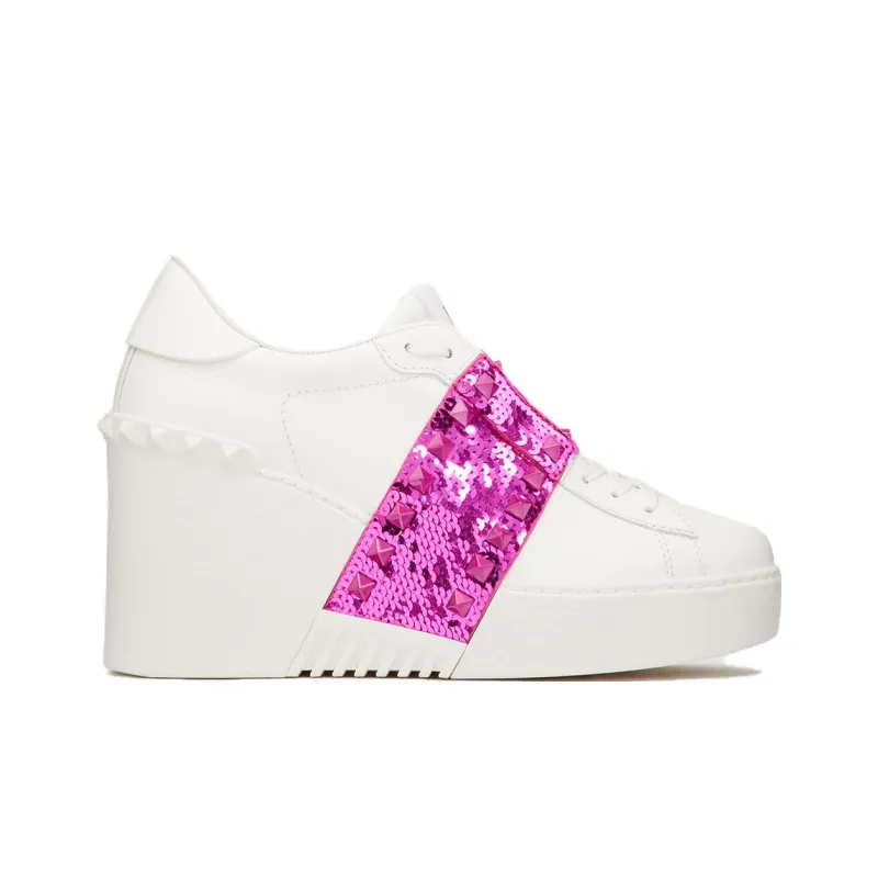 Valentino OPEN DISCO Wedge Heel Skateboard Shoes 8.5cm Women's White-1