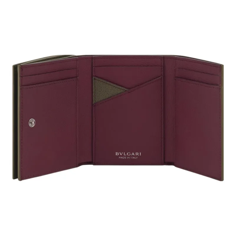 BVLGARI Calfskin Wallet Men's Green-2