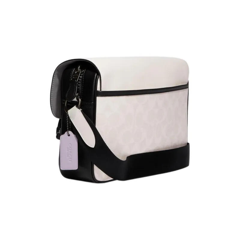 COACH Track Cow Leather Messenger Bag Shoulder Bag Crossbody Bag Large Size Unisex White-1