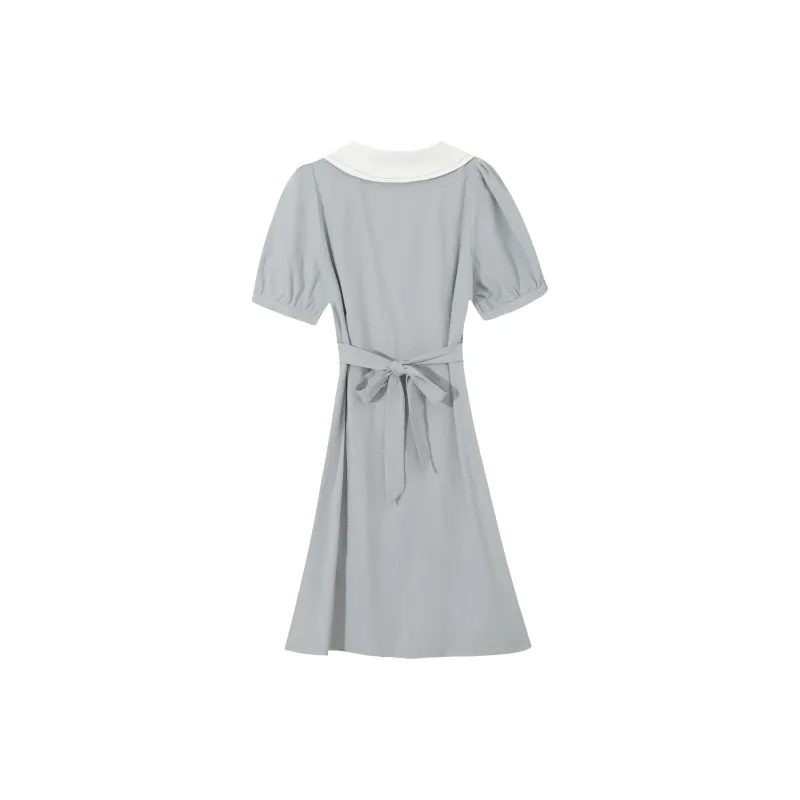 EIDOLON GRAIN Short Sleeved Dress Women's Light Blue-1