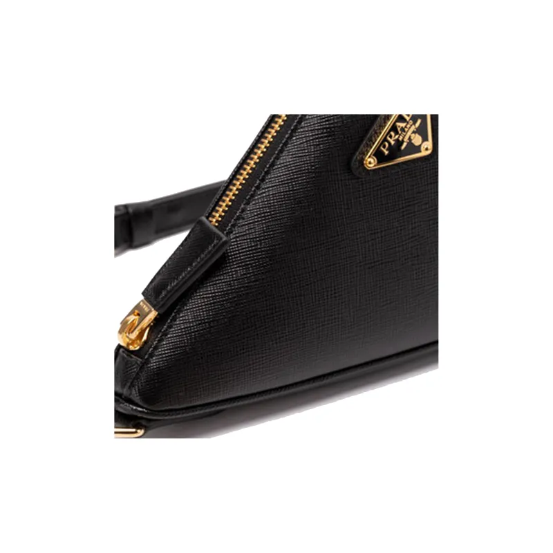 PRADA Leather Handbag Shoulder Bag Women's Black-3