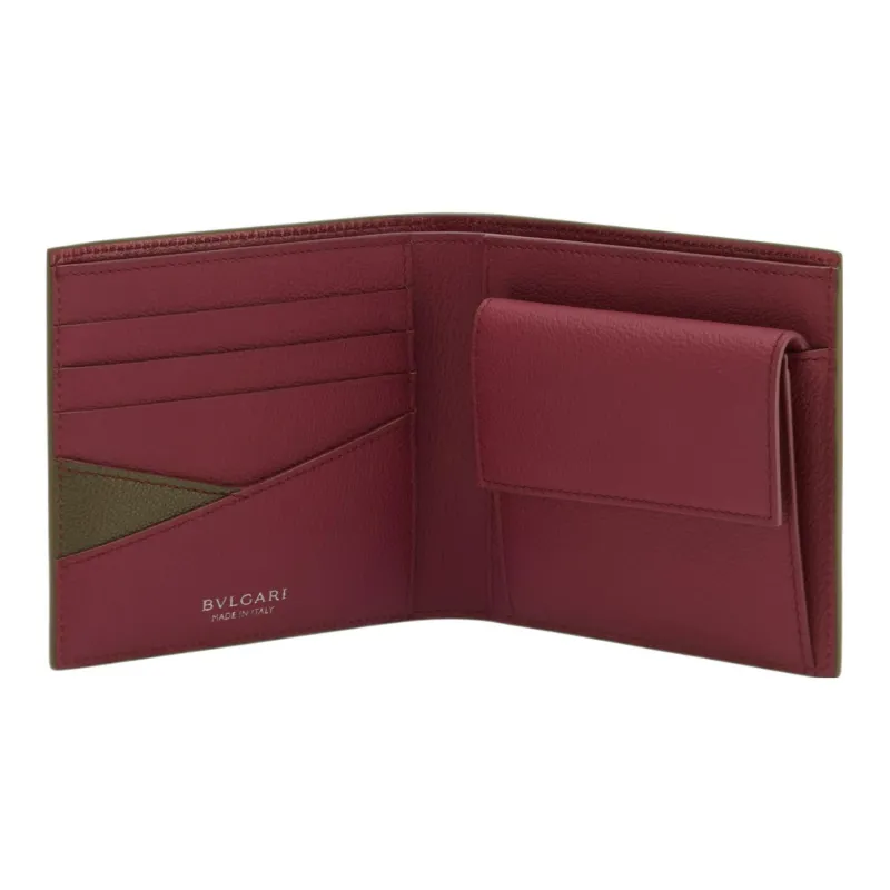 BVLGARI Calfskin Wallet Men's Green-2