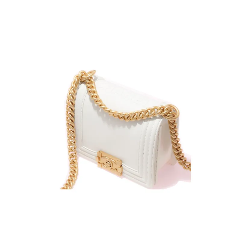 CHANEL Leboy Leather Shoulder Bag, Crossbody Bag Mini Women's White-2