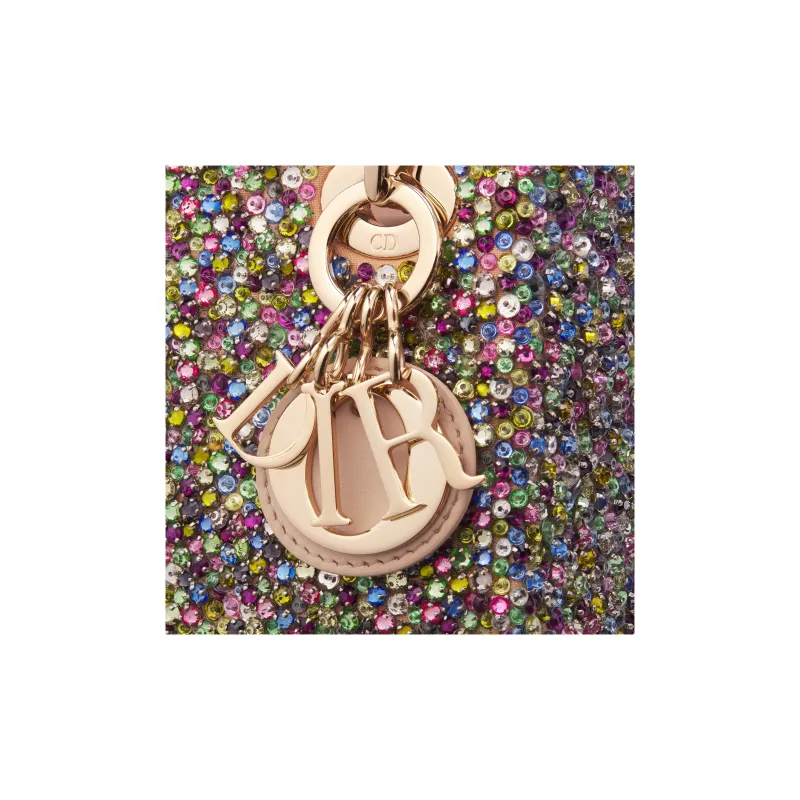 DIOR Lady Dior Cow Leather Rhinestone Embroidery Dior Bag Shoulder Bag Crossbody Bag Handbag Extra Mini Women's Pink-5