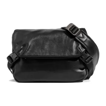 Ace Paul Top Grain Cow Leather Shoulder Bag Crossbody Bag Medium Size Men's Black