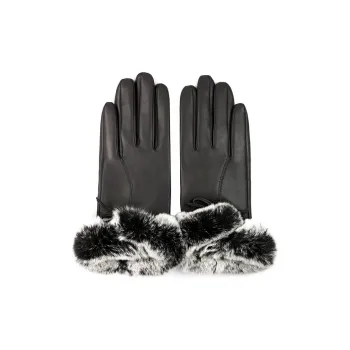 MARJAKURKI Sheepskin Rex Rabbit Fur Heartwarming Glove Advanced Box Greeting Card Women's