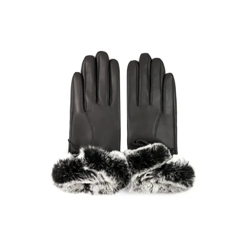 MARJAKURKI Sheepskin Rex Rabbit Fur Heartwarming Glove Advanced Box Greeting Card Women's