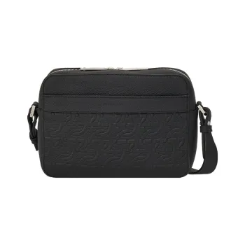 FERRAGAMO Calfskin Shoulder Bag, Crossbody Bag Regular Men's Black