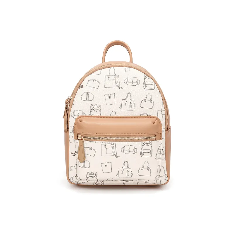MEXICAN Polyurethane Backpack Regular Women's Brown/Apricot-2
