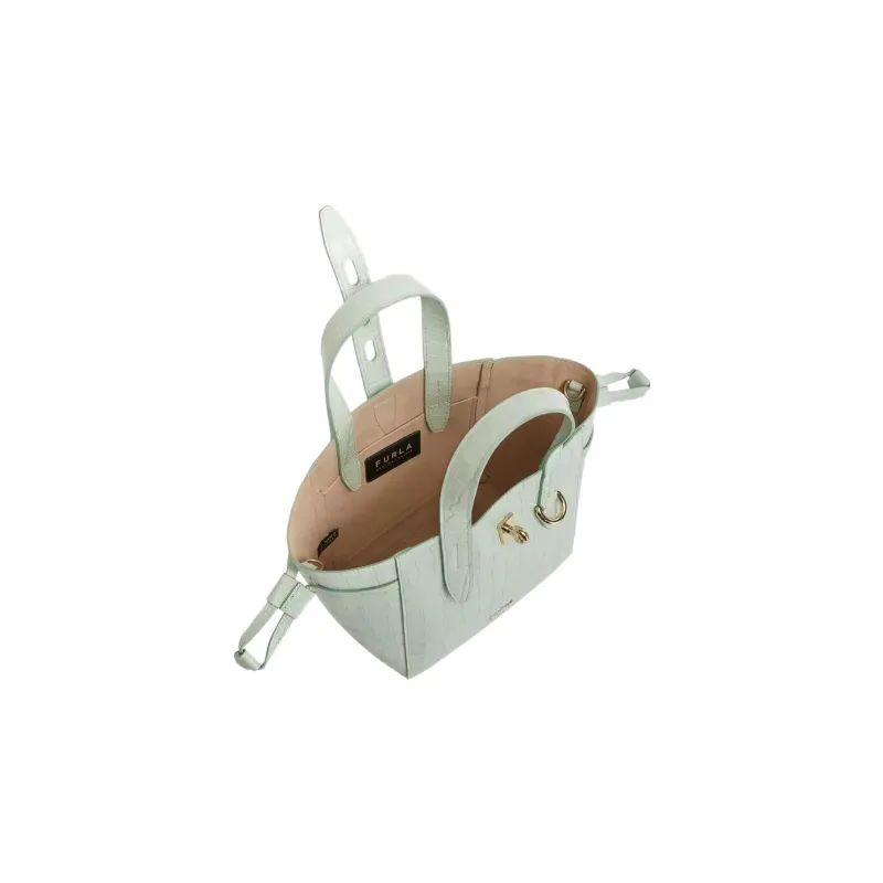 Furla Net Collection Leather Tote Bag Shopping Bag Shoulder Bag Crossbody Bag Handbag Mini Women's Mint Blue-3