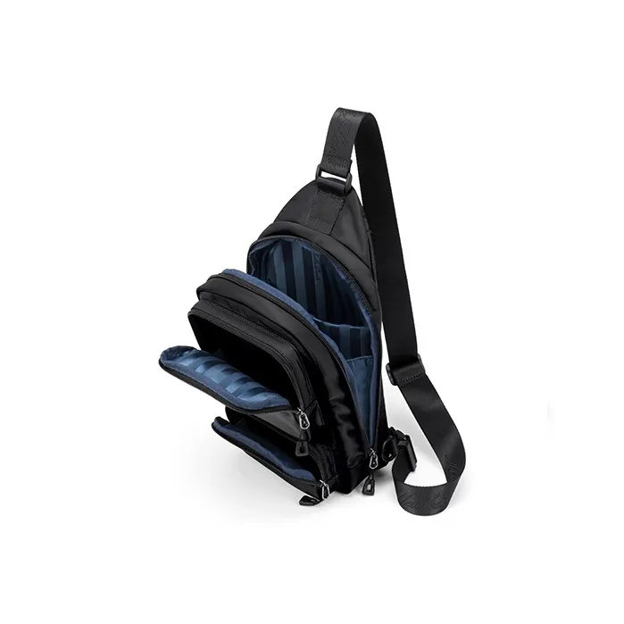 MashaLanti Oxford One Shoulder Crossbody Sling Bags Men's Smoke Gray/Black-4