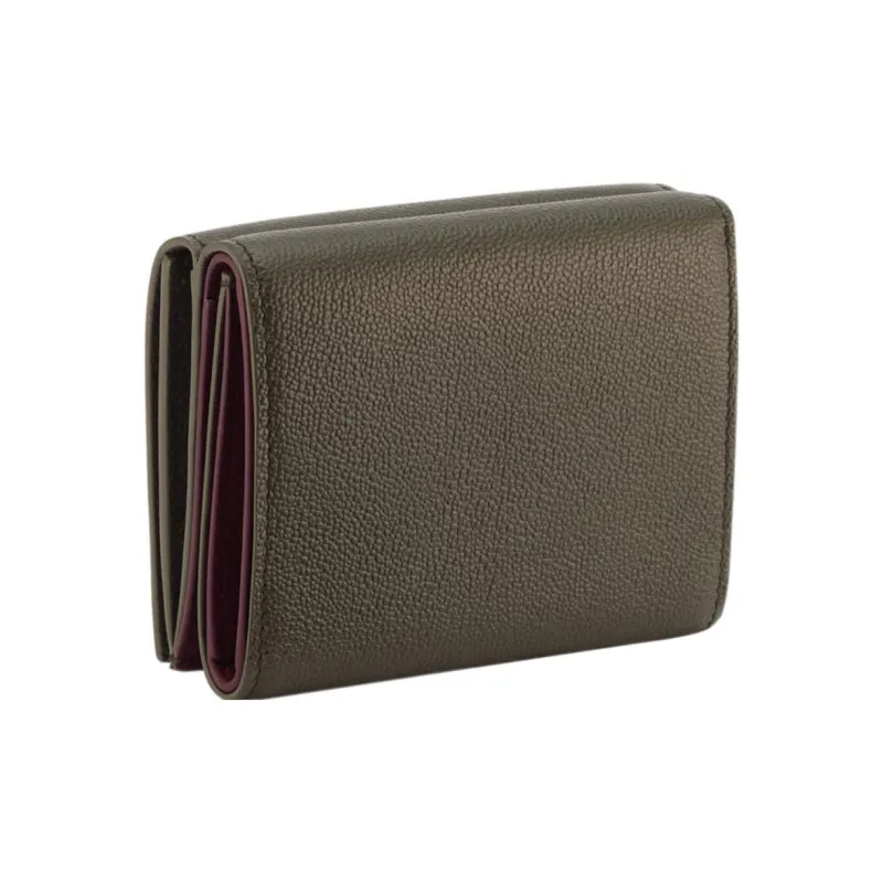 BVLGARI Calfskin Wallet Men's Green-1