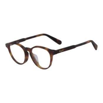 FERRAGAMO Plastic Oval Eyeglass Frames Women's Tortoiseshell