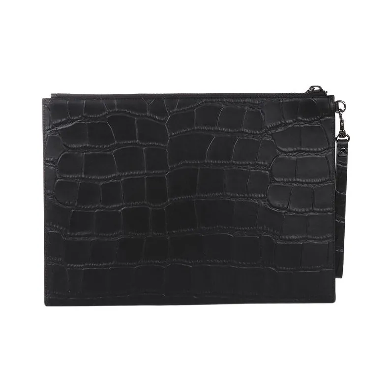 VERSACE Cow Leather Wrist Clutches Regular Men's Black-1
