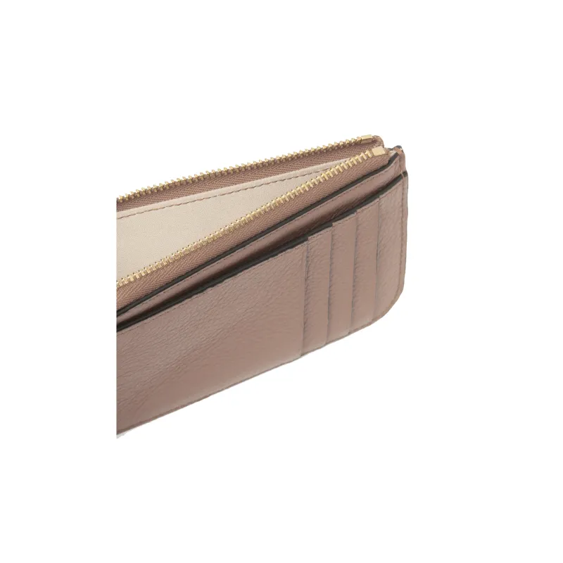 Chloe Alphabet Grained Calfskin Coin Purses Wallets Small Size Women's Rose-2
