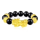 Chinese Auspicious Animal Beaded Bracelet with 4 Gold Beads