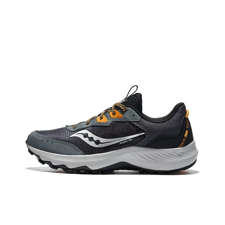Saucony AURA TR Cushioning Support Lightweight Low Top Trail Running Running Shoes Men's Dark Gray-0