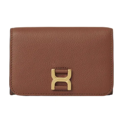 Chloe Marcie Grain Calfskin Wallet Medium Size Women's Tan