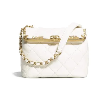 CHANEL 23C Early Spring Lambskin Crossbody Bag, Shoulder Bag Women's White
