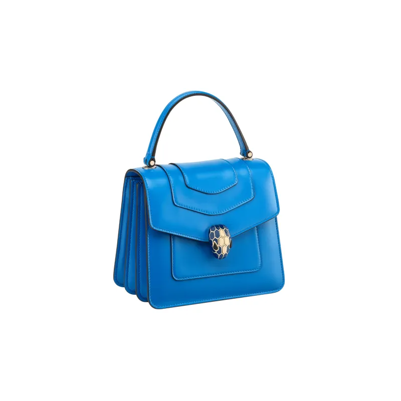 BVLGARI Serpenti Forever Series Calfskin Shoulder Bag Crossbody Bag Handbag Small Size Women's Blue-1