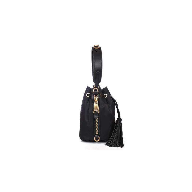 MOSCHINO Fabric Bucket Bag Portable Crossbody Bag Shoulder Bag Small Size Women's Black-1
