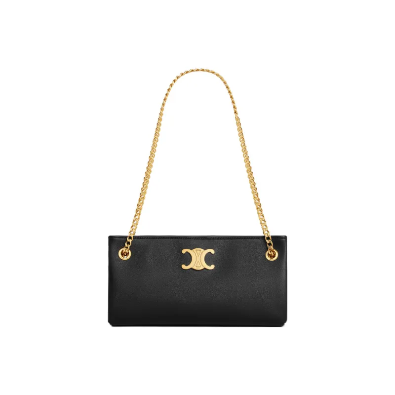 CELINE Cow Leather Handbag, Shoulder Bag Women's Black-1
