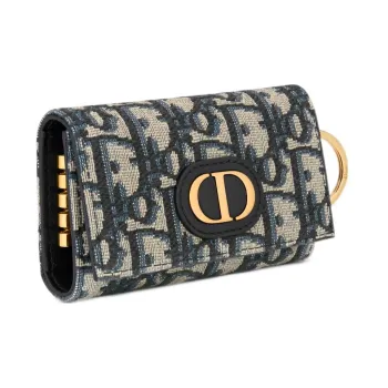 DIOR 30 Montaigne Jacquard Key Pouch Women's Blue/Brown