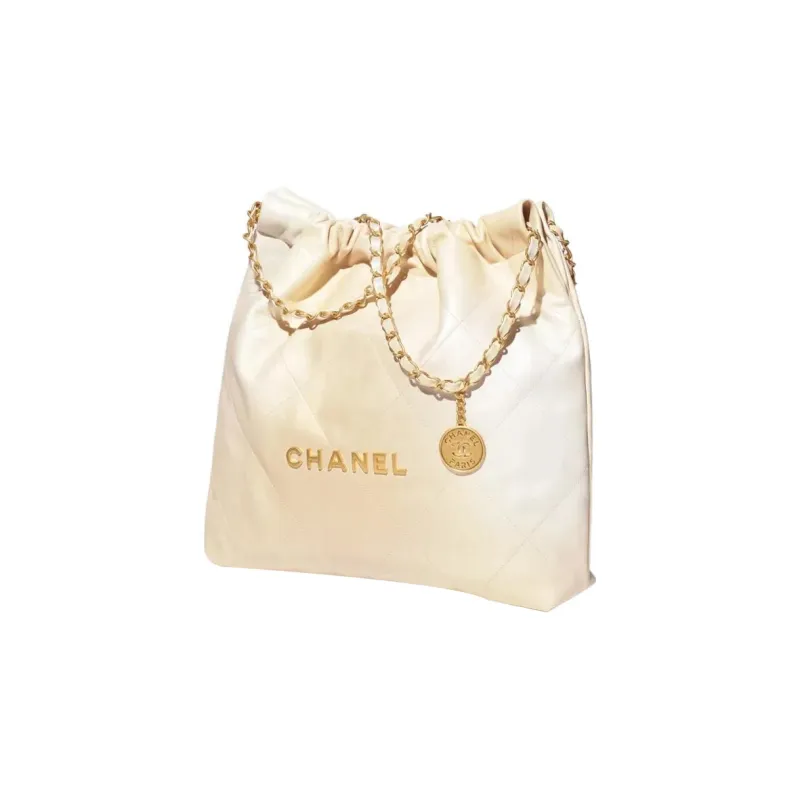 CHANEL 22Bag Calfskin Bucket Bags Crossbody Bag, Shoulder Bag Medium Size Women's Pearl & Pearl White Gradient-1