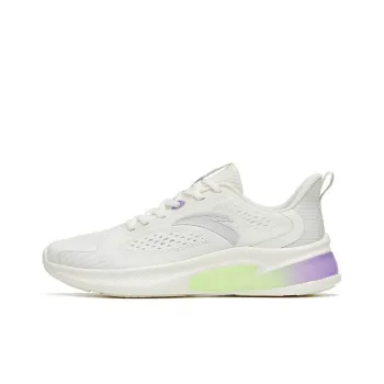 Anta Elastic Adhesive Anti Slip Wear Resistant Low Top Running Shoes Women's Ivory White Silver