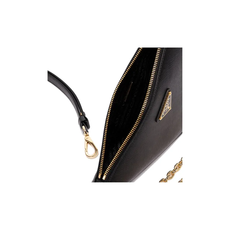 PRADA Leather Handbag Shoulder Bag Women's Black-4