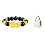 Chinese Auspicious Animal Beaded Bracelet Set of 4 with Gold Beads+LOVE Box