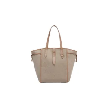 Furla Net Collection Canvas With Calfskin Tote Bag Shopping Bag Canvas Bag Handbags Large Size Women's Brown