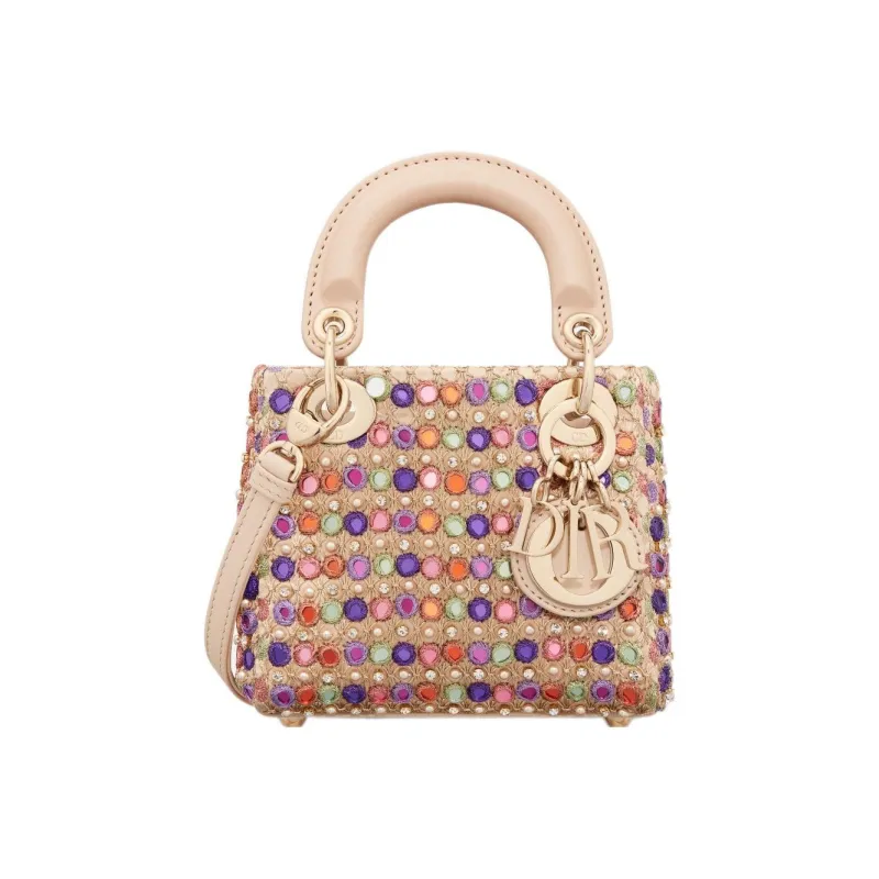 DIOR Lady Dior Rhinestone Satin Dior Bag Shoulder Bag Crossbody Bag Handbag Extra Mini Women's Multicolor-0