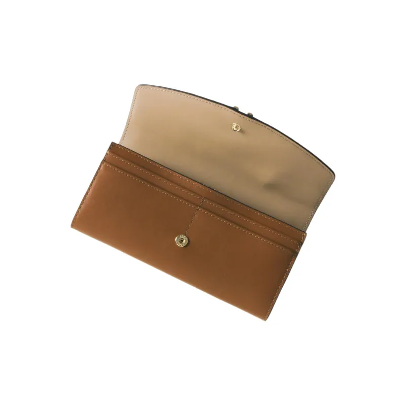 Furla Grained Leather Patchwork Calfskin Wallet Extra Large Women's Black/Cognac Brown/Gray-2