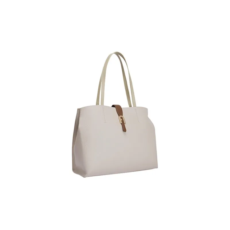 Furla Sofia Collection Grained Leather Tote Bag Shopping Bag Handbag Large Size Women's Ecru-1