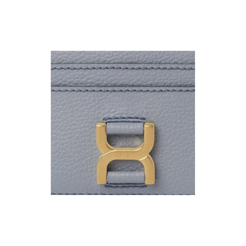 Chloe Marcie Grained Calfskin Card Clip Card Holder Women's Blue-3