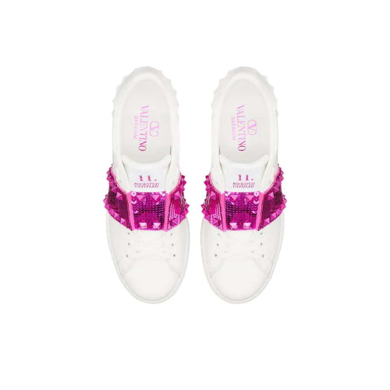 Valentino OPEN DISCO Wedge Heel Skateboard Shoes 8.5cm Women's White-3